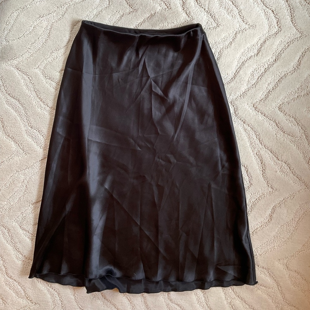 Nicole Miller Black Sheer Elastic Midi Skirt- Medium